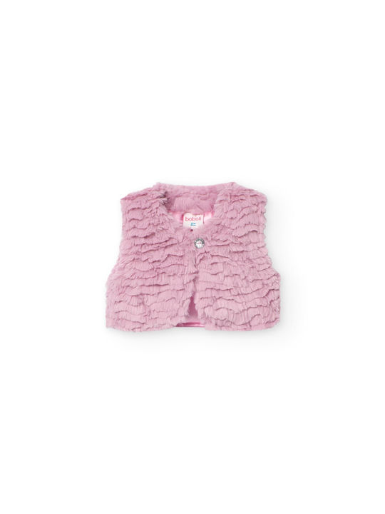 Boboli Kids Fur Coat Sleeveless Pink