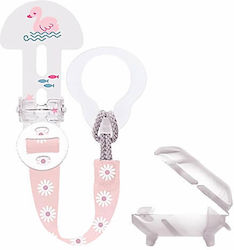 Mam Pacifier Ribbon Clip It! & Cover Fabric Pink