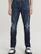 D-staq 3d Men's Elastic Jeans Pants with Slim Fit Dark Aged Denim