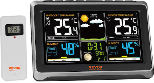Vevor SNQXZWX75VAAAAQ08V2 Wireless Stație meteorologică Digital De masă Negru