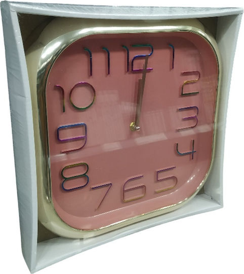 Wall Clock Plastic Pink Ø30cm