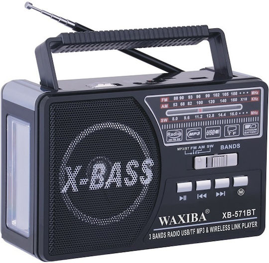 Waxiba XB-571BT Φορητό Ραδιόφωνο Επαναφορτιζόμενο με Bluetooth και USB Μαύρο