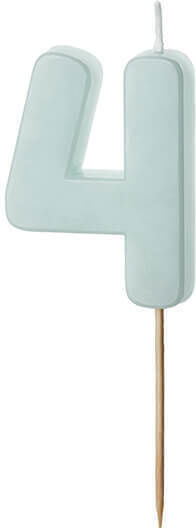 PartyDeco Birthday Candle Number "4" in Green Color SCU10-4-001J