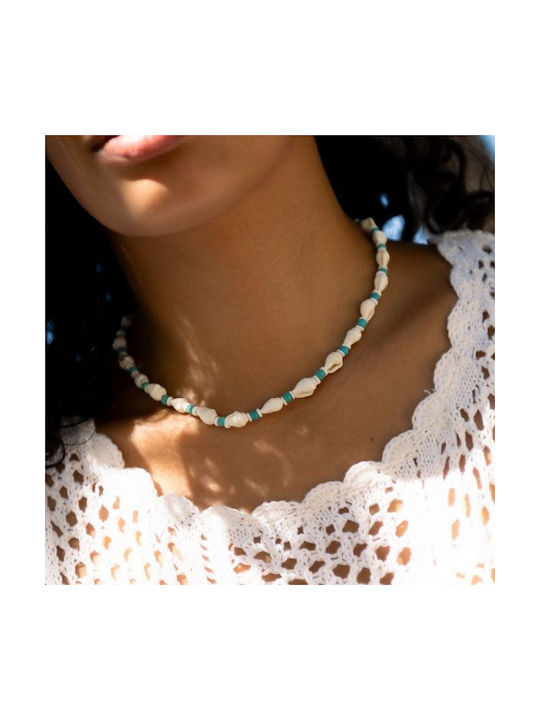 Necklace Shell Turquoise White