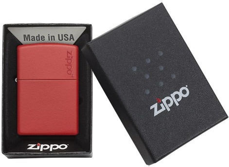 Zippo Classic Matte Logo Αντιανεμικός Αναπτήρας Φλόγας Red Matte