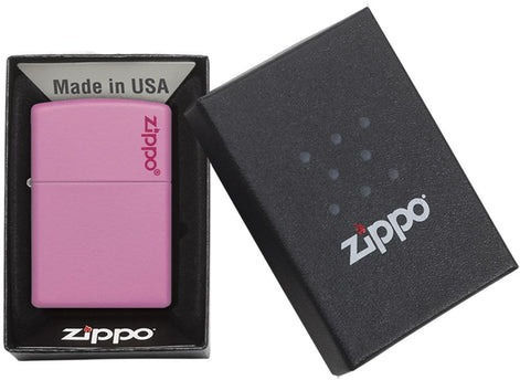 Zippo Classic Matte Logo Αντιανεμικός Αναπτήρας Φλόγας Pink Matte
