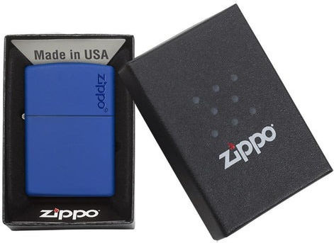 Zippo Classic Matte Logo Αντιανεμικός Αναπτήρας Φλόγας Royal Blue Matte