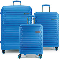 Bg Berlin Travel Suitcases Blue with 4 Wheels Set of 3pcs