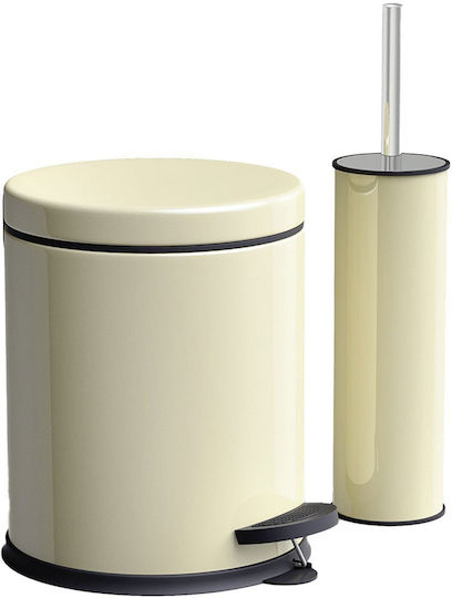 Marva Μεταλλικό Σετ Πιγκάλ και Καλαθάκι Μπάνιου 5lt Μπεζ
