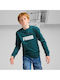 Kinder-Sweatshirt mit Kapuze und Taschen Grün Ess+ 2 Col Big Crew