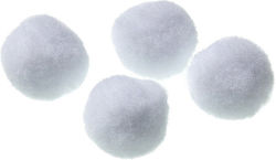 Nuova Vita Pom Pom de Artizanat Alb cu Diametru 20mm Set 100buc