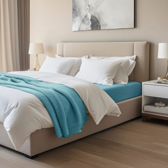 Darymex Doppeltes Bettlaken mit Gummibettlaken 140x200+30cm Blau
