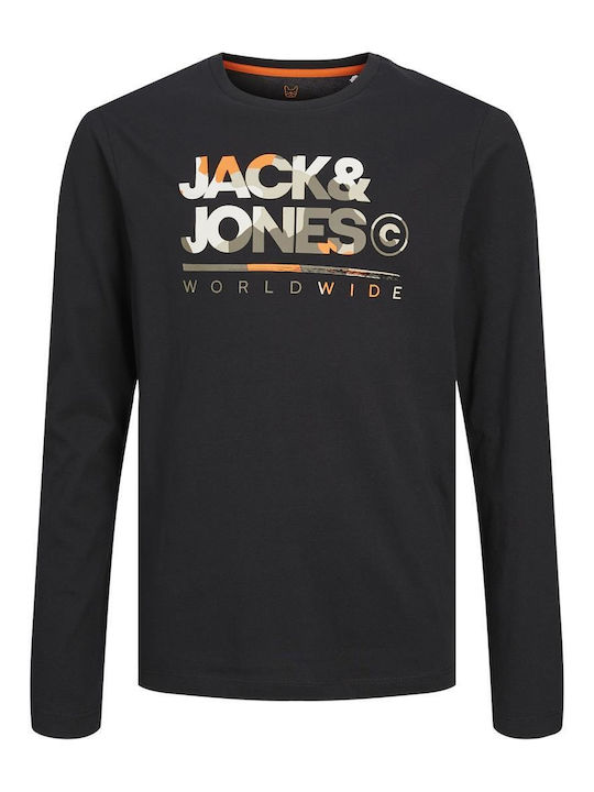 Jack & Jones Bluză pentru copii Cu mâneci lungi Neagră