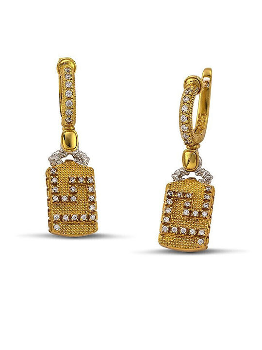 Silver Bicolor Hanging Earrings Dimitrios-exclusive Maenad White Zircon Code s181