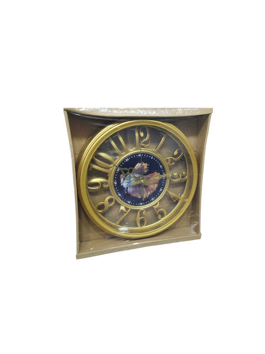 Ρολόι Τοίχου Πλαστικό Χρυσό Ø30cm