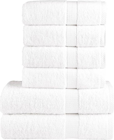 vidaXL Bath Towel Set 6 pcs White Weight 600gsm