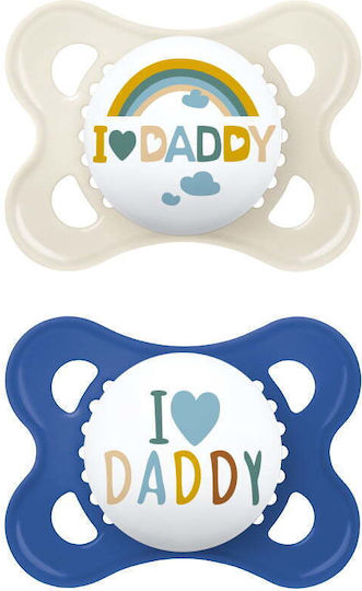 Mam Ορθοδοντικές Πιπίλες Σιλικόνης Ι Love Daddy Μπλε-Μπεζ για 2-6 μηνών 2τμχ