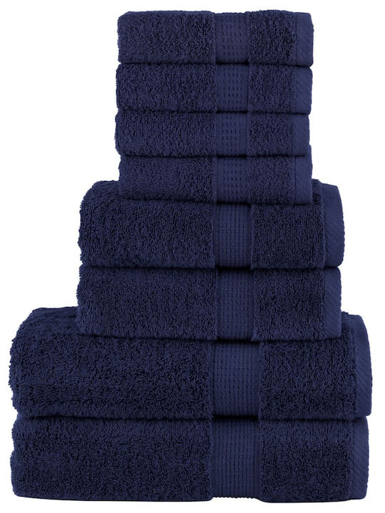 vidaXL 8pc Bath Towel Set Blue