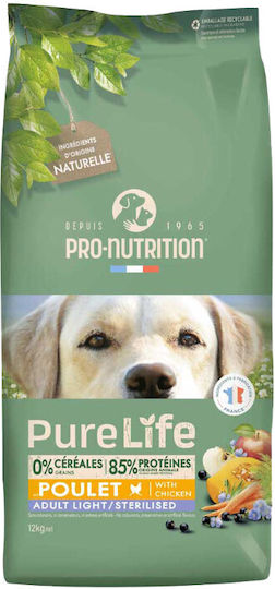 Flatazor Pure Life 12kg Dry Food Grain-Free & Gluten-Free for Adult Neutered Dogs with Duck, Fish, Chicken, Vegetables, Turkey, Pork and Tuna