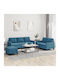 Living Room Furniture Set 2-Seater & 2-Seater & Stool Blue