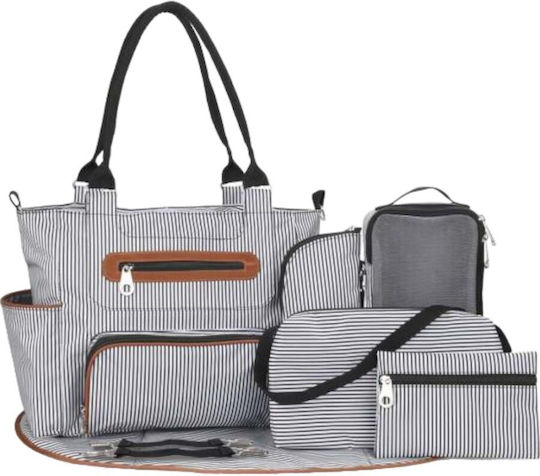 Queen Mother Wickeltasche-Wickeltasche Schulter/Hand Striped White-Grey