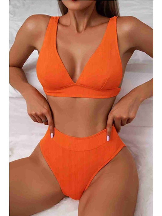 Set Bikini Ψηλόμεσο Πορτοκαλι