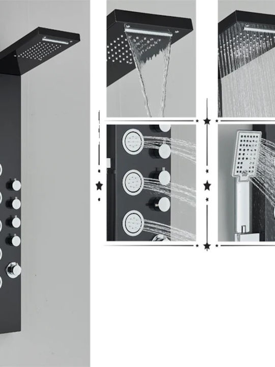 Duschbrause Regendusche Panel mit Temperaturanzeige Schwarz 8015