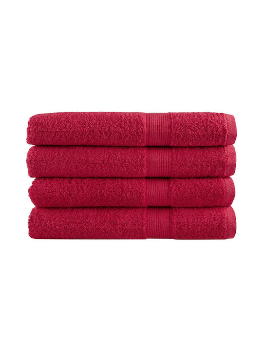 vidaXL Bath Towel 80x200cm Red 4 Pieces Weight 600gsm