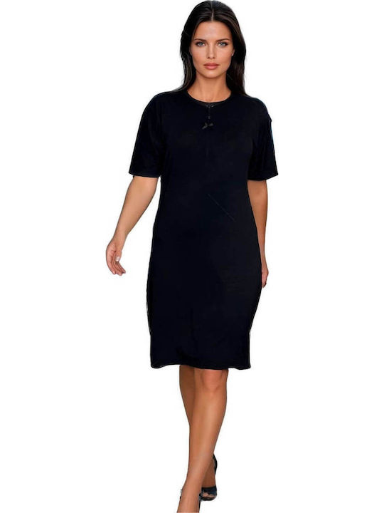 Asel Sommer Damen Nachthemd Schwarz