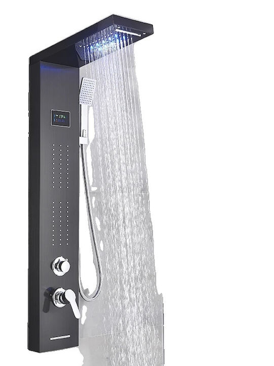 Led Shower Panel Detachable Design Digital Display Black 8011