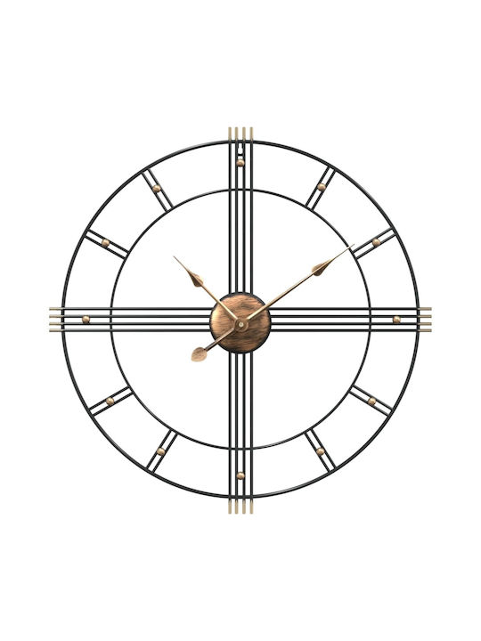 vidaXL Αθόρυβο Ρολόι Τοίχου Μαύρο Ø60cm