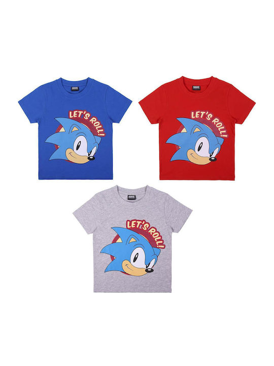 Σετ Παιδικά T-shirts Κόκκινο,Μπλέ,Γκρί Sonic 3tmx