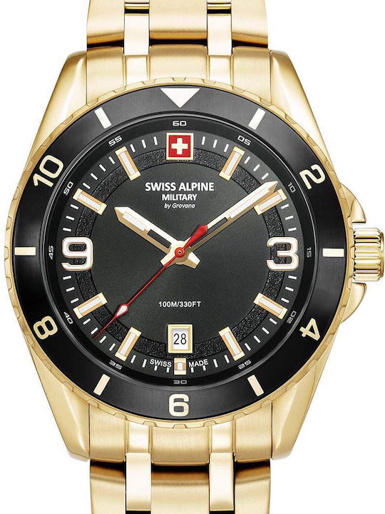 Swiss Alpine Military by Grovana Men's Watch 42mm Battery with Gold Metal Bracelet