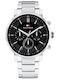 Tommy Hilfiger Tyson Ανδρικό Ρολόι 44mm Χρονογράφος Μπαταρίας με Ασημί Μεταλλικό Μπρασελέ