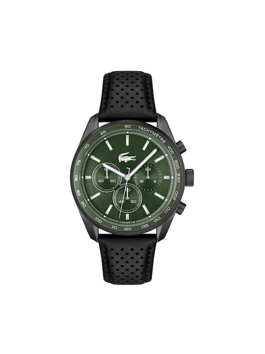 Lacoste Watch Chronograph Battery with Black Leather Strap