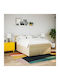 Double Bed Upholstered with Fabric Beige with Slats and Mattress 160x200cm