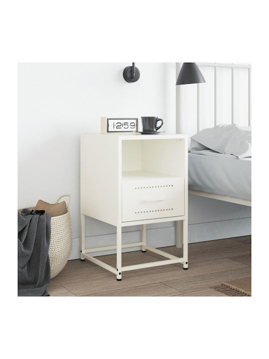 Metal Bedside Table White 36x39x60.5cm