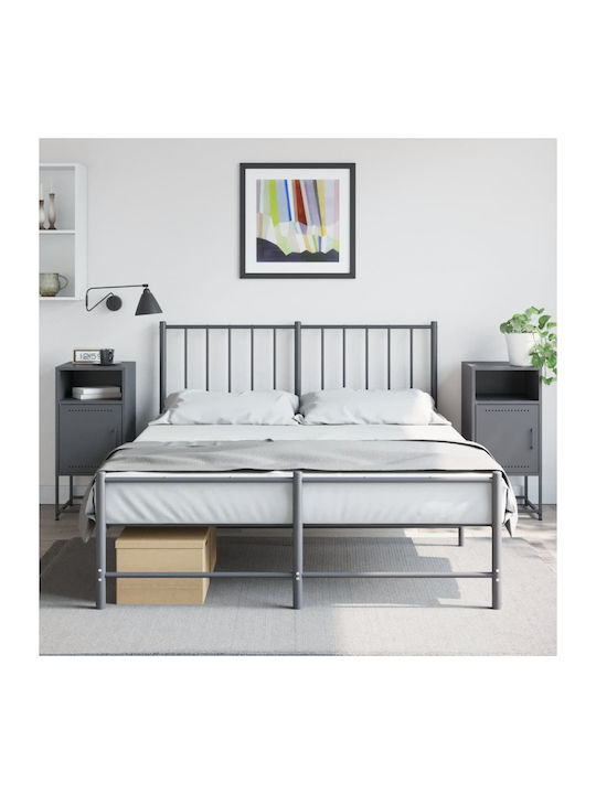 Noptiere Metalice Gri 2buc 36x39x78cm