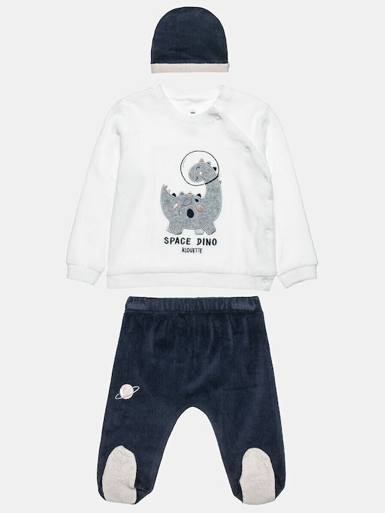 Kinder-Set mit Hose Winter 2Stück Ecru Velours