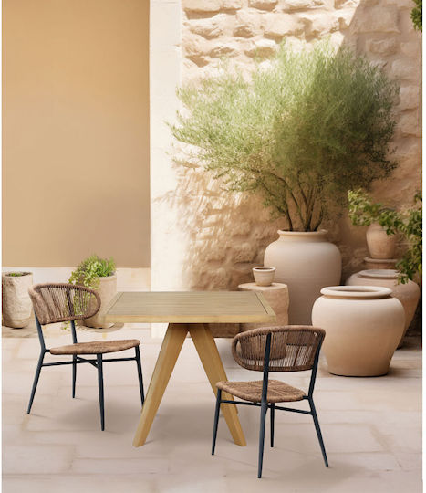 Wood Garden & Terrace Table for Small Spaces Doga Natural 90x90x75cm