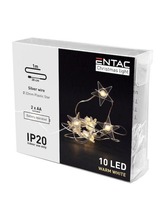 10 Lights LED 1m. Warm White Battery in String 1pcs