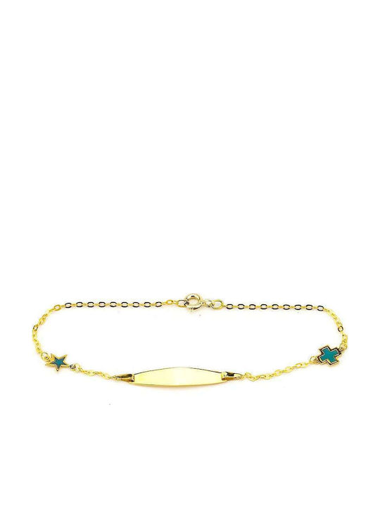 Goldsmith Kids Bracelet ID from Gold-plated Silver with Σταυρό