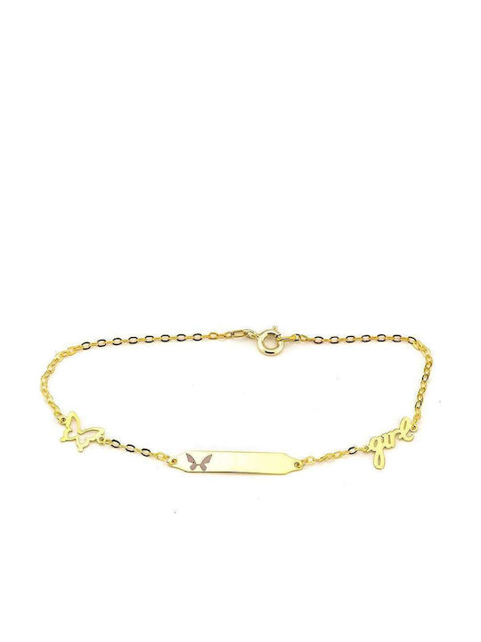 Goldsmith Kids Bracelet ID from Gold-plated Silver with Butterfly & Baby Girl