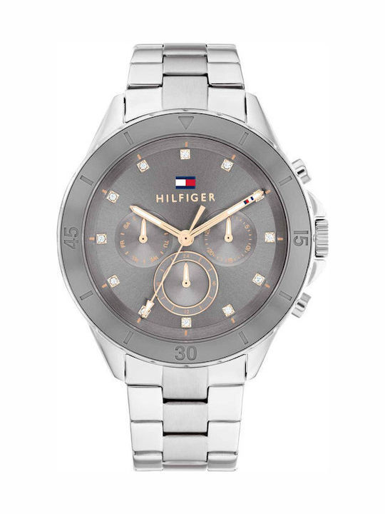Tommy Hilfiger Ari Damen Uhr Chronograph mit Silber Metallarmband