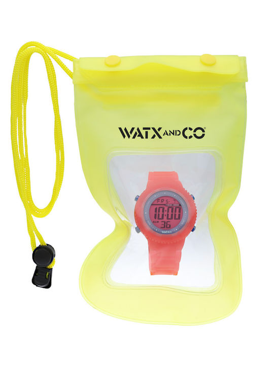 WATX & CO Digital Damen Uhr mit Rosa Kautschukarmband