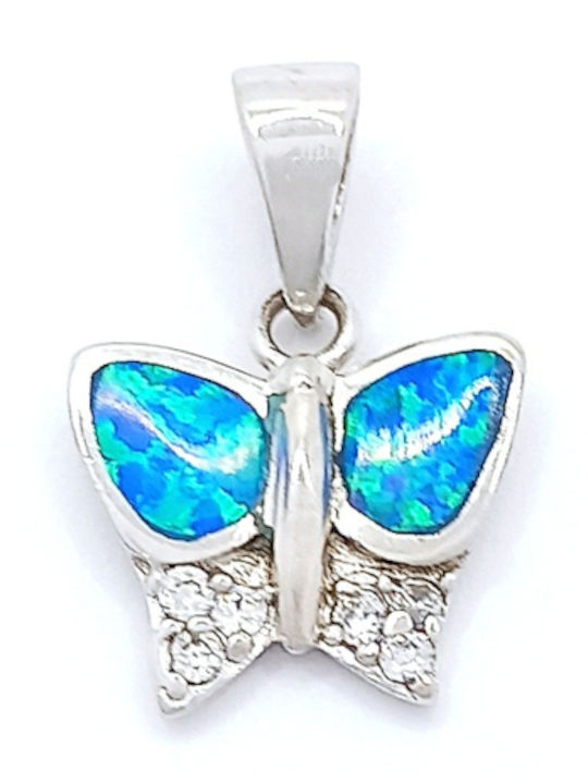PS Silver Charm Пеперуда от Сребро със Сини Зиркони