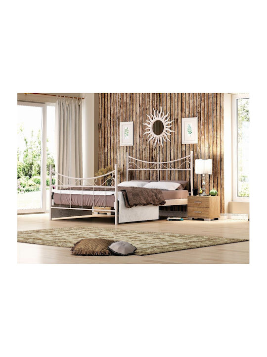 Yvonne Bett Doppel Metall Ecru Für Matratze 150...