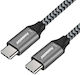 PremiumCord Braided USB 3.2 Cable USB-C Male - USB-C 60W Black 1.5m