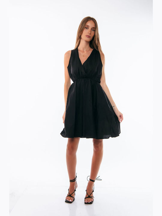 Crossover Short Black Dress One Size