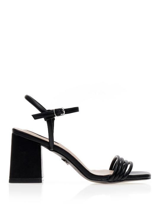 Schwarze Sandalen mit quadratischem Absatz aus ...